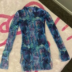 Vibrant Blue and Purple Long Sleeve Dress sheer , bought it it’s brand New